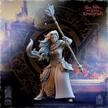 Elf Wizard Female with Staff | The Beholder Miniatures | Compatible with D&D/AoS | Fantasy | Tabletop RPG