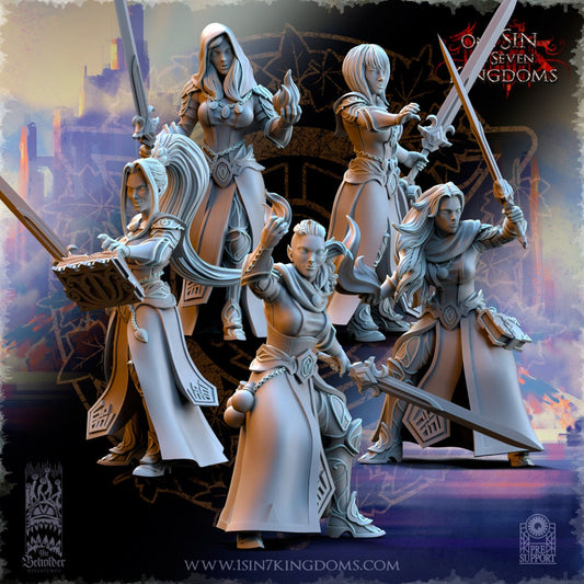 Elf Wizard Female with Sword | The Beholder Miniatures | Compatible with D&D/AoS | Fantasy | Tabletop RPG