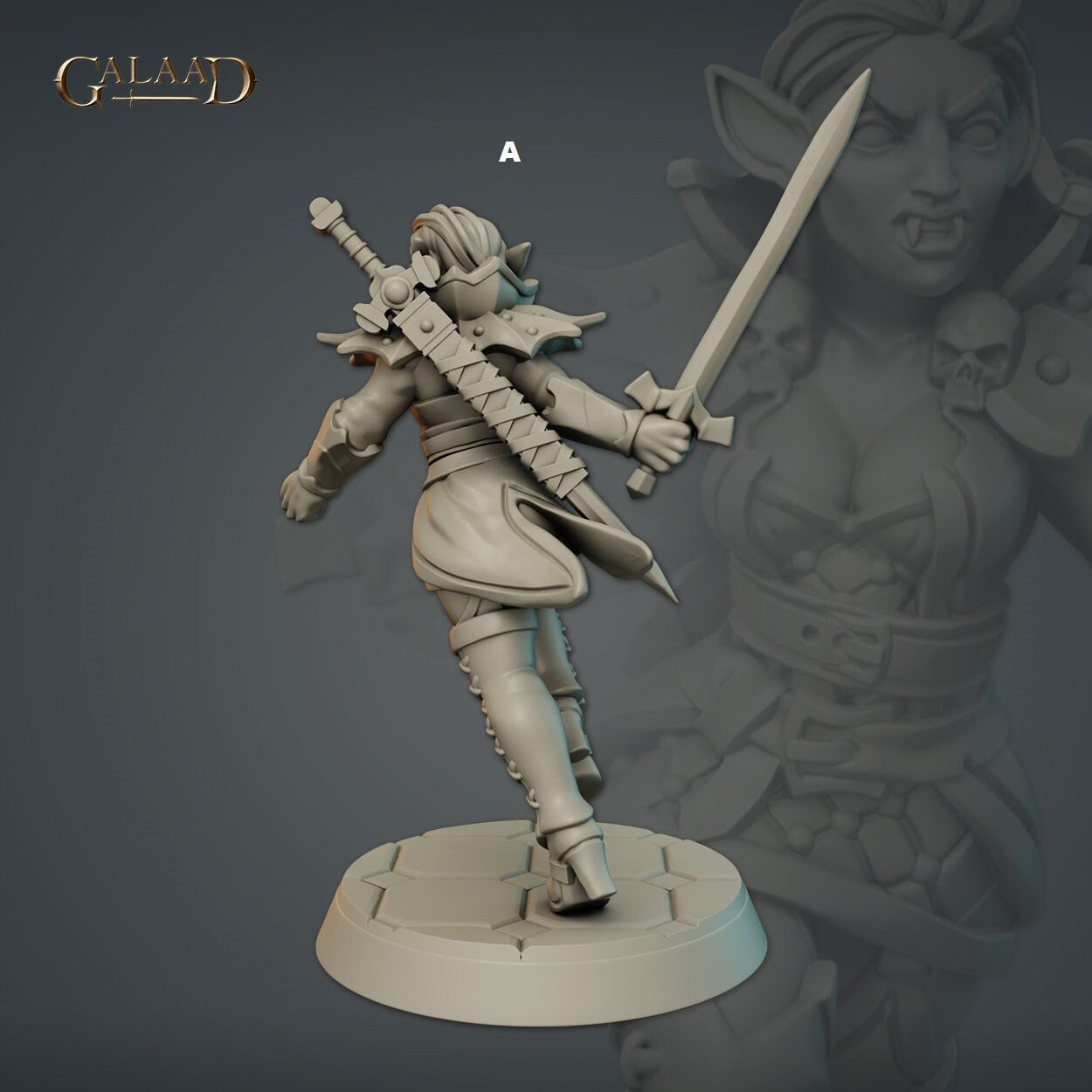 Female Vampire Warrior | Galaad Miniatures | Compatible with D&D/AoS | Fantasy | Tabletop RPG