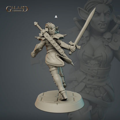 Female Vampire Warrior | Galaad Miniatures | Compatible with D&D/AoS | Fantasy | Tabletop RPG