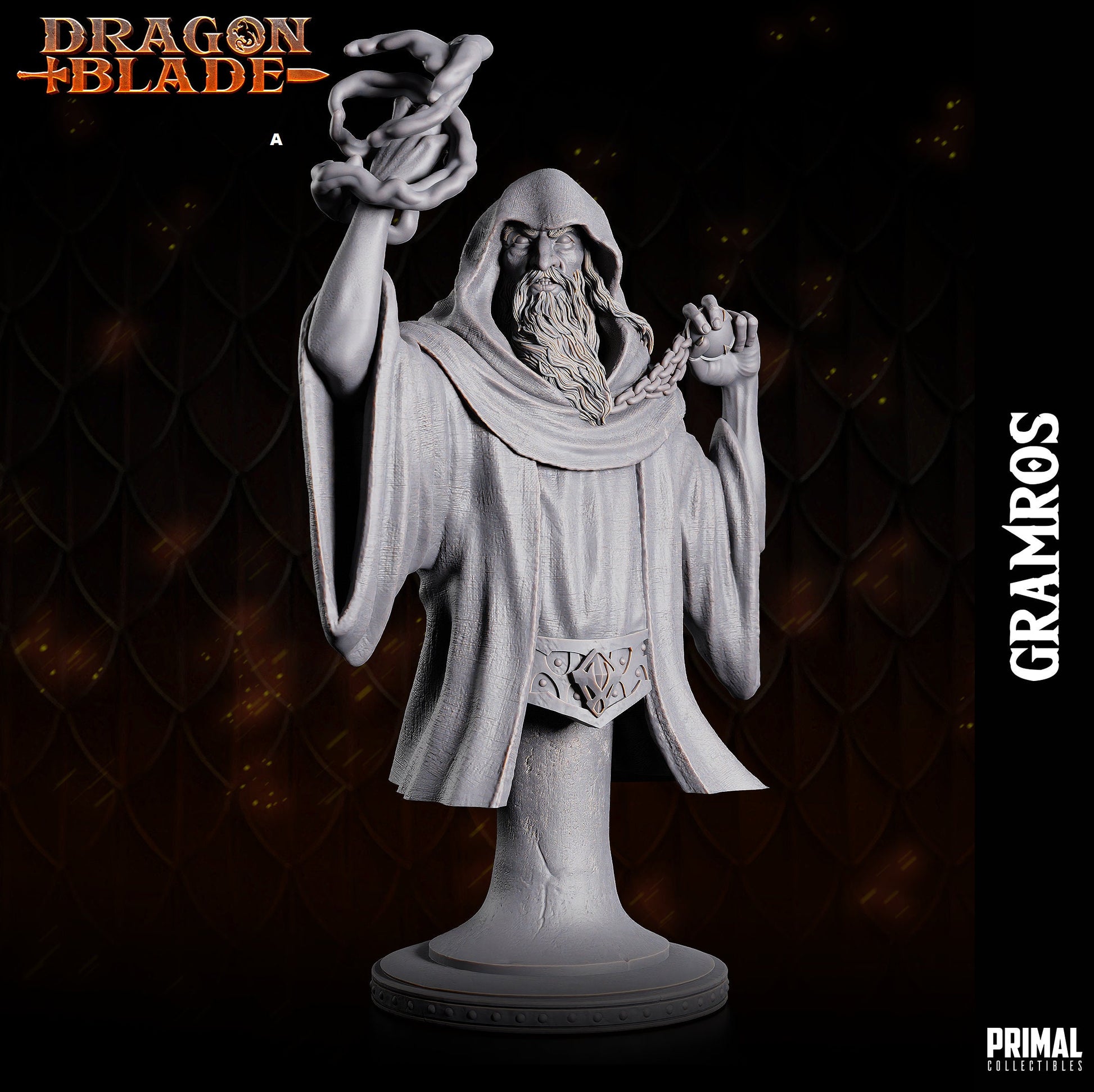 Dark Wizard Gramros Bust | Primal Collectibles | Compatible with D&D/AoS | Fantasy
