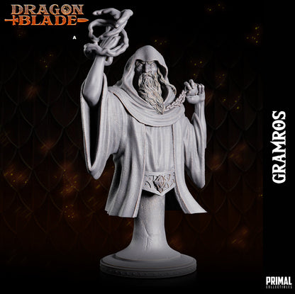 Dark Wizard Gramros Bust | Primal Collectibles | Compatible with D&D/AoS | Fantasy