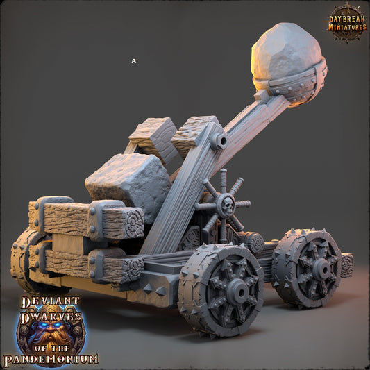 Deviant Dwarf Catapult | DayBreak Miniatures | Compatible with D&D/AOS | Fantasy | Tabletop