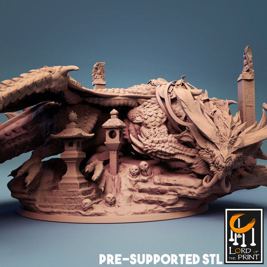 Sleeping Elder Dragon | Rescale Miniatures | Compatible with D&D/AoS | Fantasy | Tabletop RPG