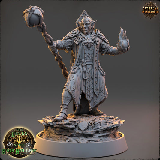 Wood Elf Mage | DayBreak Miniatures | Compatible with D&D/AOS | Fantasy | Tabletop
