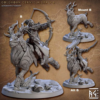 Noble Alfar GoldHorn Riders | Artisan Guild Miniatures | Compatible with D&D/AoS | Fantasy | Tabletop RPG
