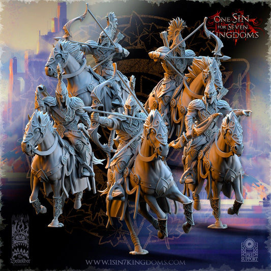 SilverMoor Elf Cavalry Archers | The Beholder Miniatures | Compatible with D&D/AoS | Fantasy | Tabletop RPG