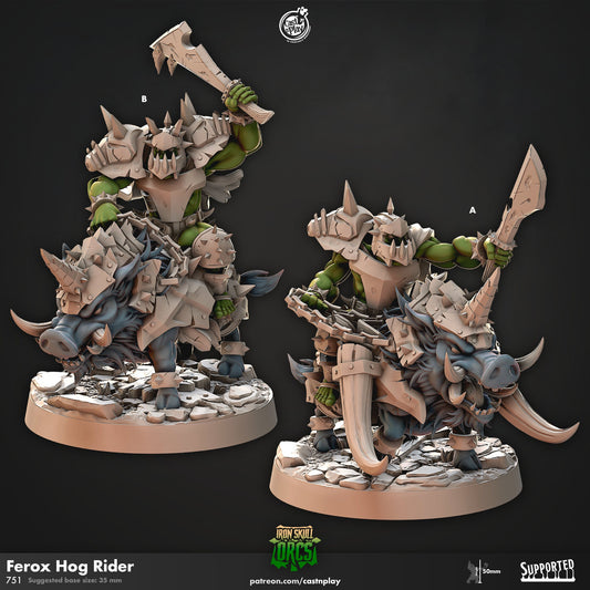 Ork Ferox Hog Rider | CastnPlay Miniatures | Compatible with D&D/AoS | Fantasy | Tabletop RPG