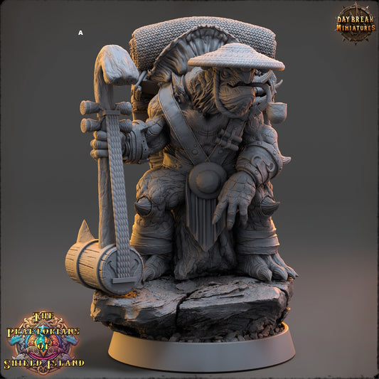 Shaman ShellBack Turtle | DayBreak Miniatures | Two Handed Weapons | Compatible with D&D/AOS | Fantasy | Tabletop RPG
