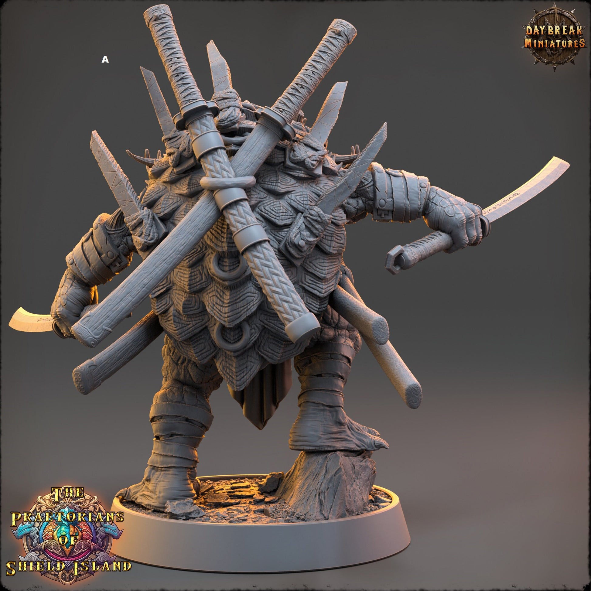 Warrior ShellBack Turtle Dual Weapons | DayBreak Miniatures | Two Handed Weapons | Compatible with D&D/AOS | Fantasy | Tabletop RPG