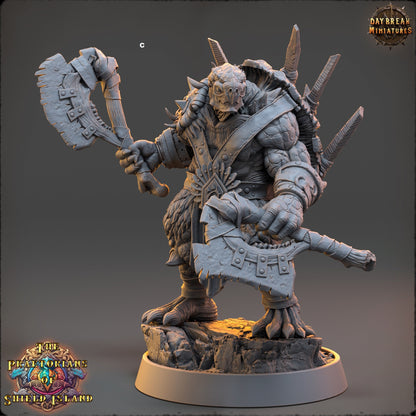 Warrior ShellBack Turtle Dual Weapons | DayBreak Miniatures | Two Handed Weapons | Compatible with D&D/AOS | Fantasy | Tabletop RPG
