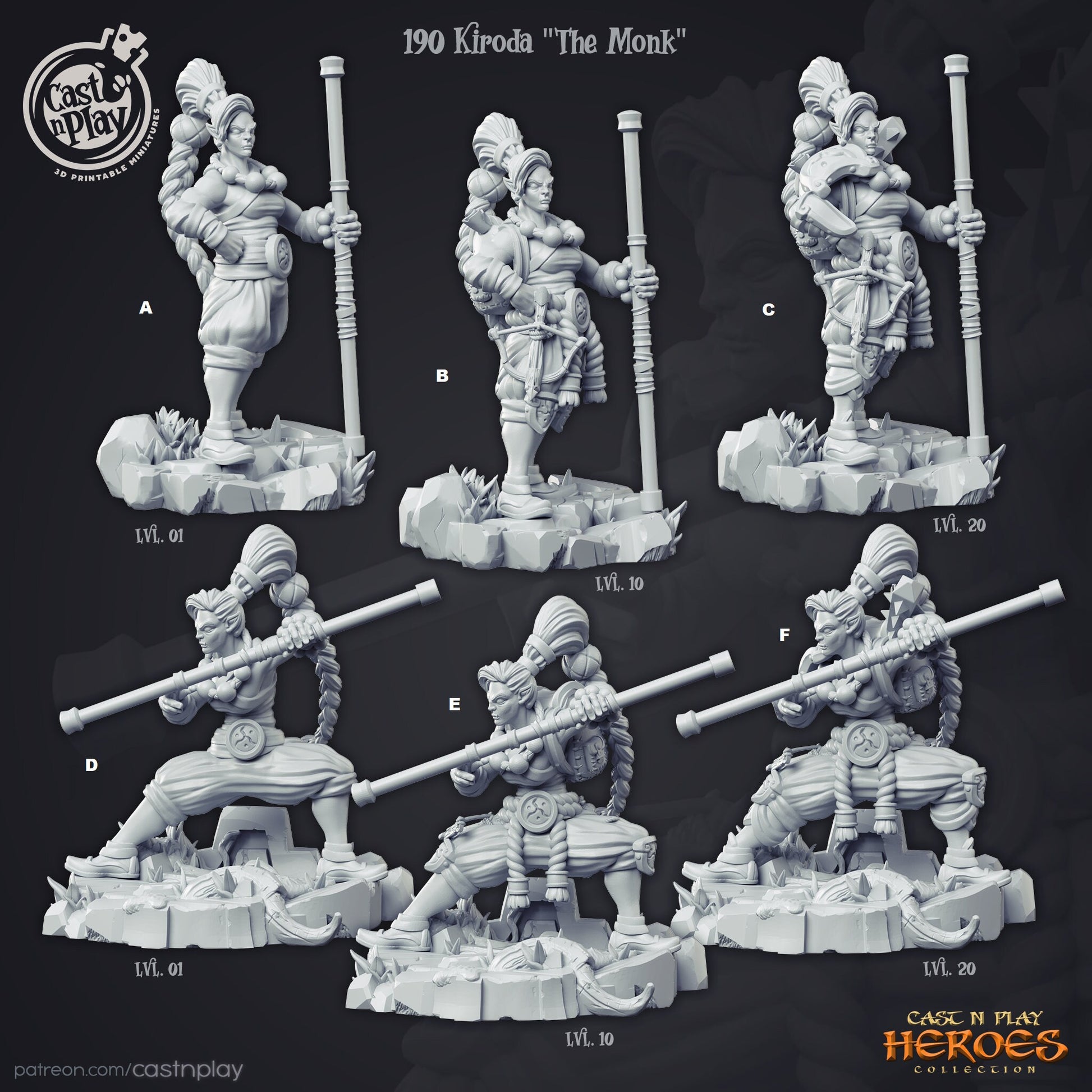 Female Elf Monk Kiroda | CastnPlay Miniatures | Compatible with D&D/AoS | Fantasy | Tabletop RPG