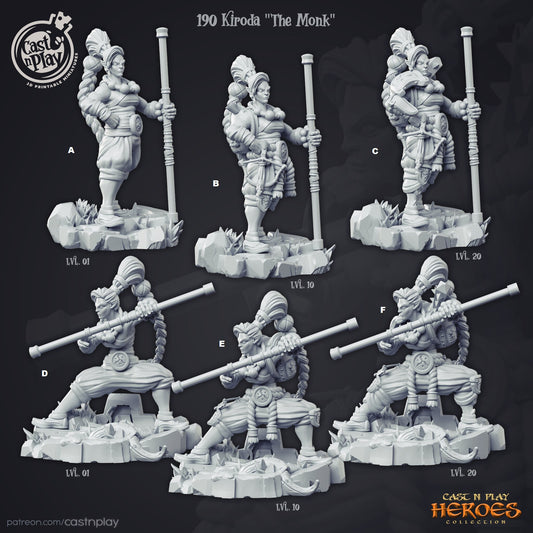 Female Elf Monk Kiroda | CastnPlay Miniatures | Compatible with D&D/AoS | Fantasy | Tabletop RPG