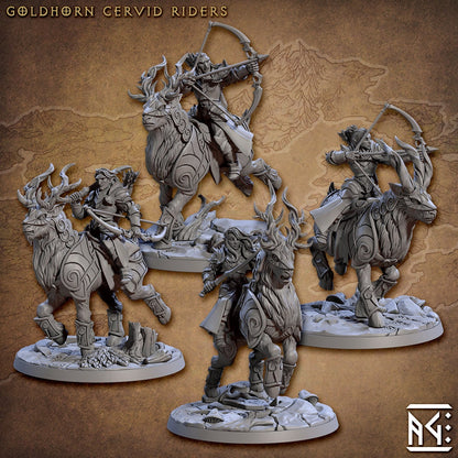 Noble Alfar GoldHorn Riders | Artisan Guild Miniatures | Compatible with D&D/AoS | Fantasy | Tabletop RPG