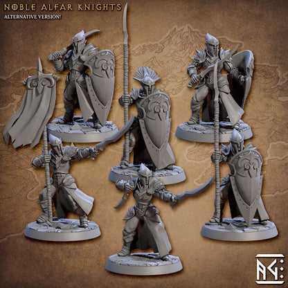 Noble Alfar Knights | Artisan Guild Miniatures | Compatible with D&D/AoS | Fantasy | Tabletop RPG