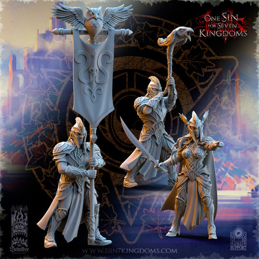 SilverMoor Elf Command unit | The Beholder Miniatures | Compatible with D&D/AoS | Fantasy | Tabletop RPG