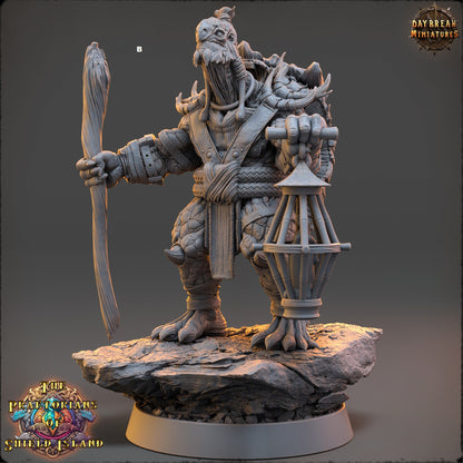 Shaman ShellBack Turtle | DayBreak Miniatures | Two Handed Weapons | Compatible with D&D/AOS | Fantasy | Tabletop RPG