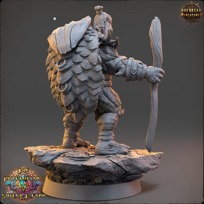 Shaman ShellBack Turtle | DayBreak Miniatures | Two Handed Weapons | Compatible with D&D/AOS | Fantasy | Tabletop RPG