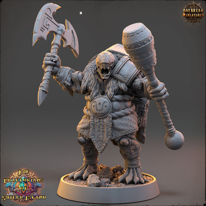Warrior ShellBack Turtle Dual Weapons | DayBreak Miniatures | Two Handed Weapons | Compatible with D&D/AOS | Fantasy | Tabletop RPG