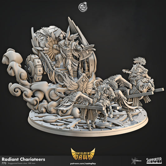 Grand Lord on Pegasus Chariot Shields of Dawn | CastnPlay | Compatible with D&D/AoS | Fantasy