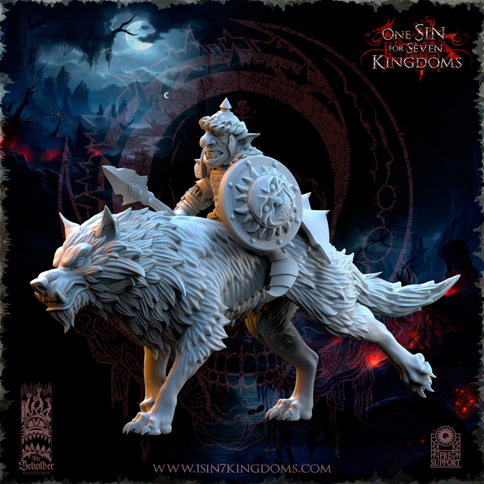 Goblin Desert Wolf Rider with Spear | The Beholder Miniatures | Compatible with D&D/AoS | Fantasy | Tabletop RPG