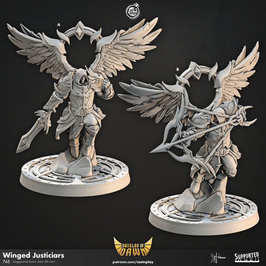 Winged Justiciar Shields of Dawn | CastnPlay | Compatible with D&D/AoS | Fantasy