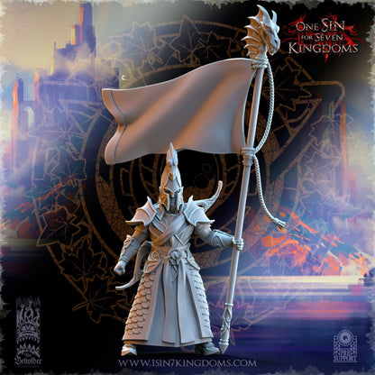 SilverMoor Elf Ilithien Command unit | The Beholder Miniatures | Compatible with D&D/AoS | Fantasy | Tabletop RPG
