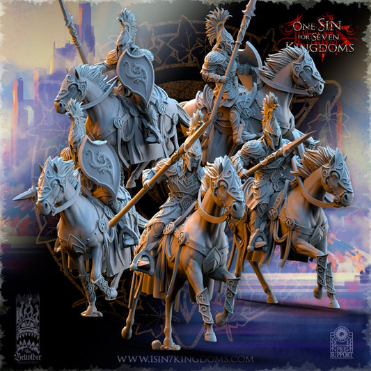 SilverMoor Elf Cavalry Spears | The Beholder Miniatures | Compatible with D&D/AoS | Fantasy | Tabletop RPG