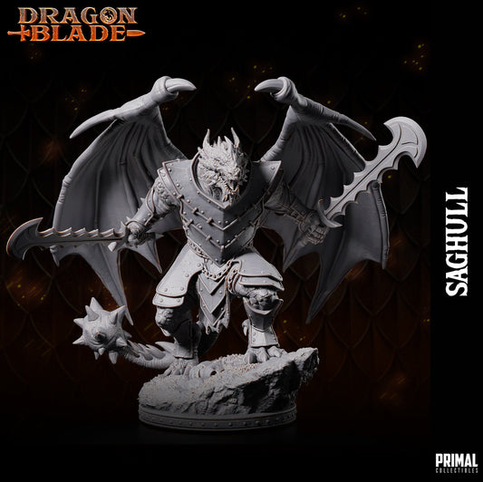 Draconian Warlord Saghull | Primal Collectibles | Compatible with D&D/AoS | Fantasy