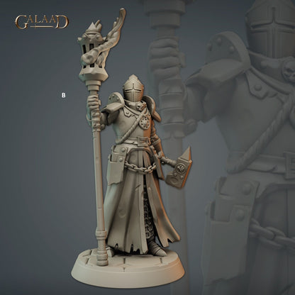 Priest Warrior Banner Bearer | Galaad Miniatures | Compatible with D&D/AoS | Fantasy | Tabletop RPG