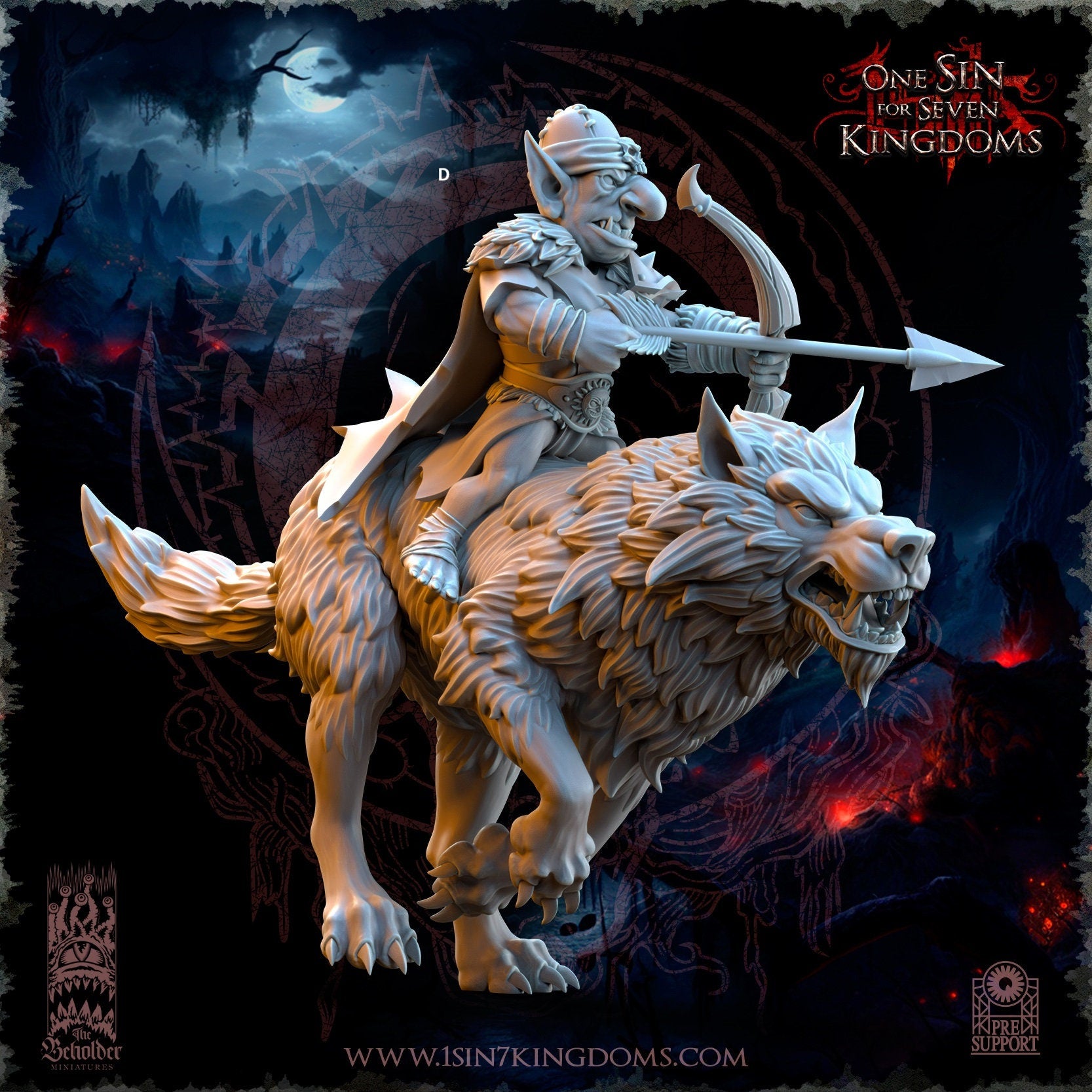 Goblin Desert Wolf Rider Archer | The Beholder Miniatures | Compatible with D&D/AoS | Fantasy | Tabletop RPG