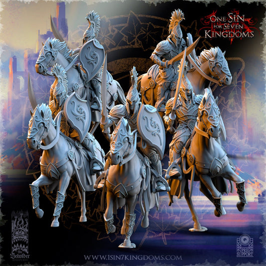 SilverMoor Elf Cavalry Sword and Shield | The Beholder Miniatures | Compatible with D&D/AoS | Fantasy | Tabletop RPG