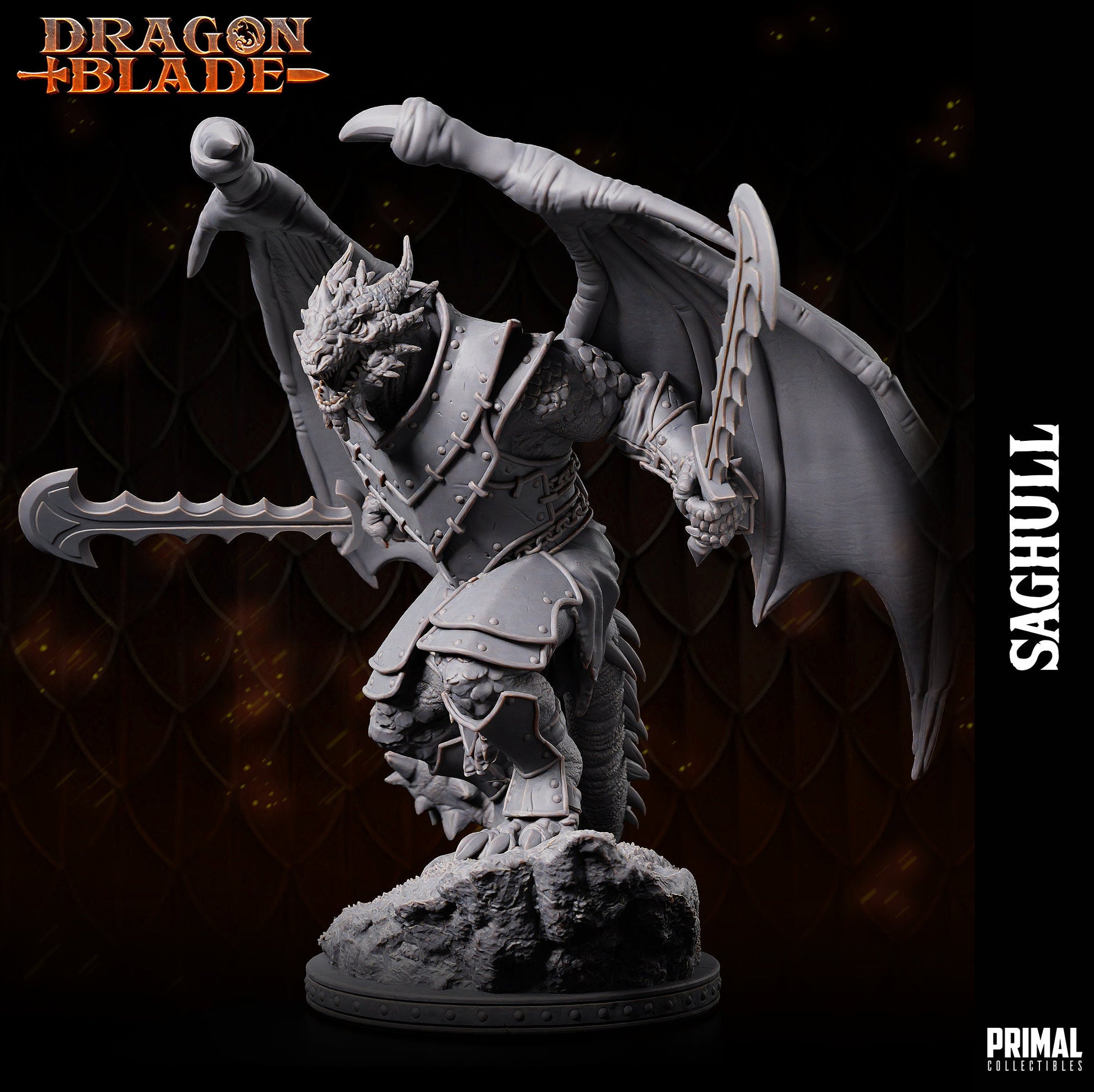 Draconian Warlord Saghull | Primal Collectibles | Compatible with D&D/AoS | Fantasy