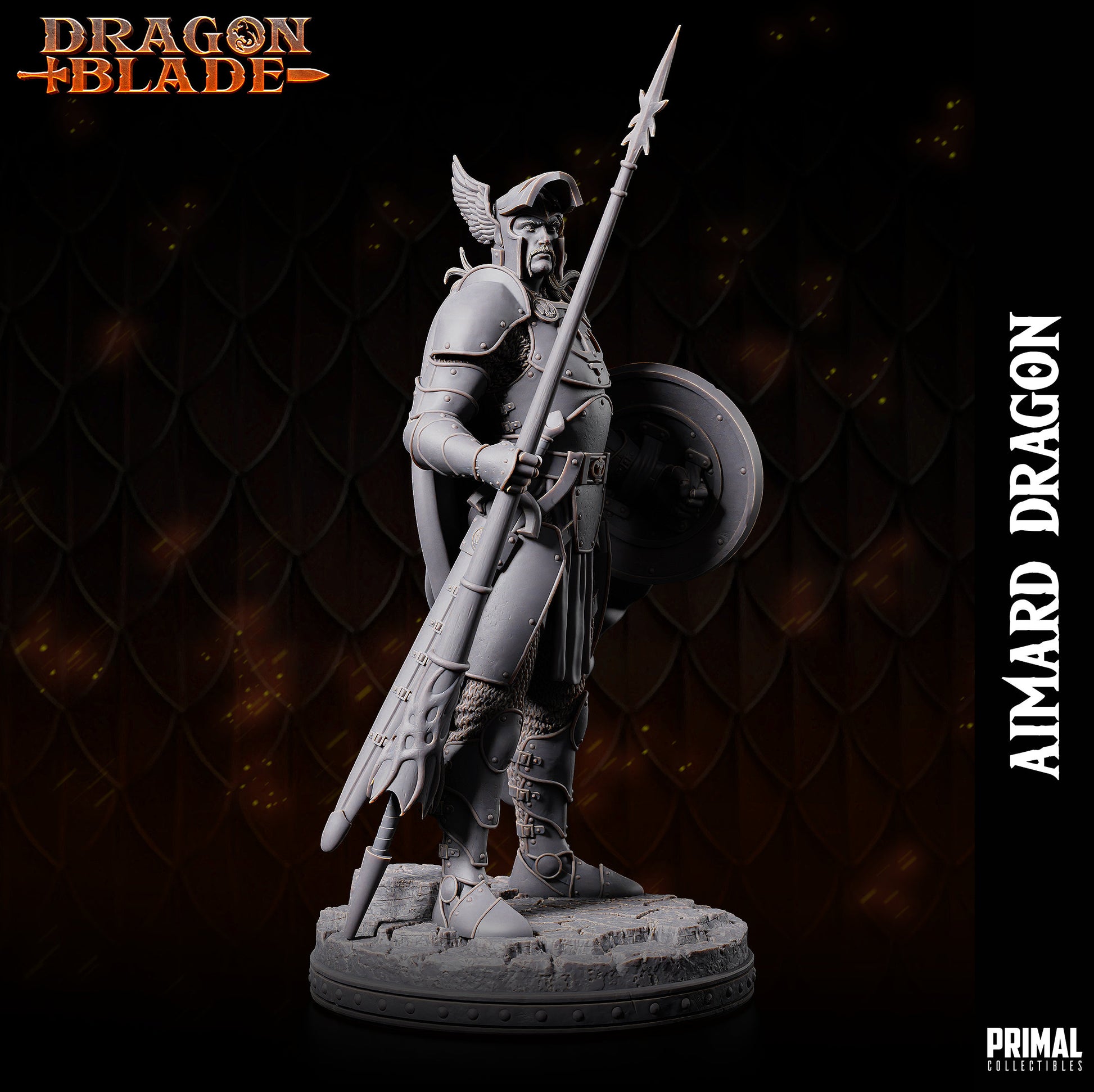 Human Fighter Aimard Dragon | Primal Collectibles | Compatible with D&D/AoS | Fantasy