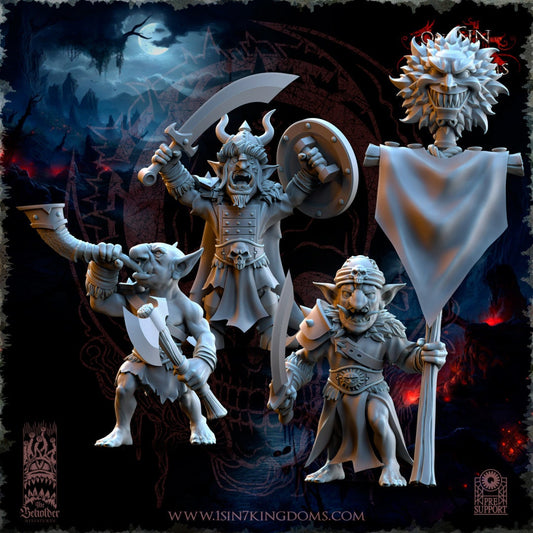Black Horde Desert Goblin Command | The Beholder Miniatures | Compatible with D&D/AoS | Fantasy | Tabletop RPG