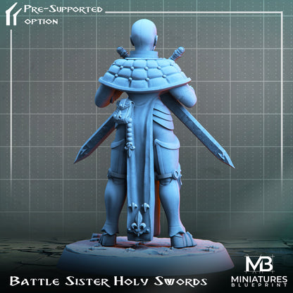 Holy Battle Sister | Miniatures Blueprint | Compatible with D&D/AoS | Fantasy
