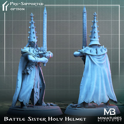 Holy Battle Sister | Miniatures Blueprint | Compatible with D&D/AoS | Fantasy