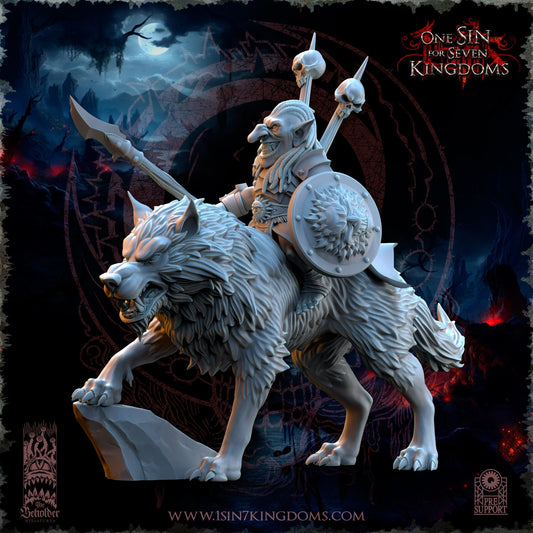 Goblin Desert Wolf Rider Commander | The Beholder Miniatures | Compatible with D&D/AoS | Fantasy | Tabletop RPG