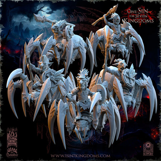 Black Horde Goblin Jungle Spider Riders | The Beholder Miniatures | Compatible with D&D/AoS | Fantasy | Tabletop RPG