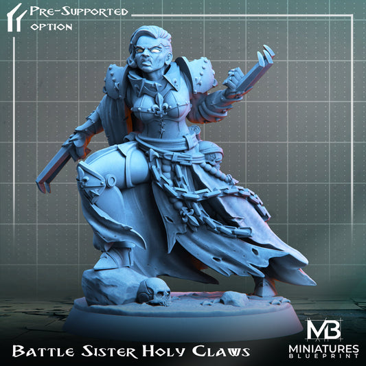 Holy Battle Sister | Miniatures Blueprint | Compatible with D&D/AoS | Fantasy