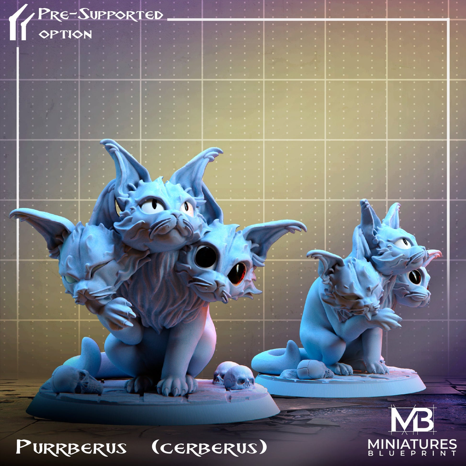 Purrberus | Miniatures Blueprint | Compatible with D&D/AoS | Fantasy