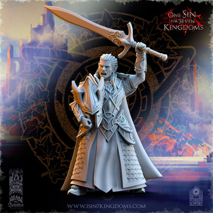 SilverMoor Elf Blades of Ashur Command Group | The Beholder Miniatures | Compatible with D&D/AoS | Fantasy | Tabletop RPG