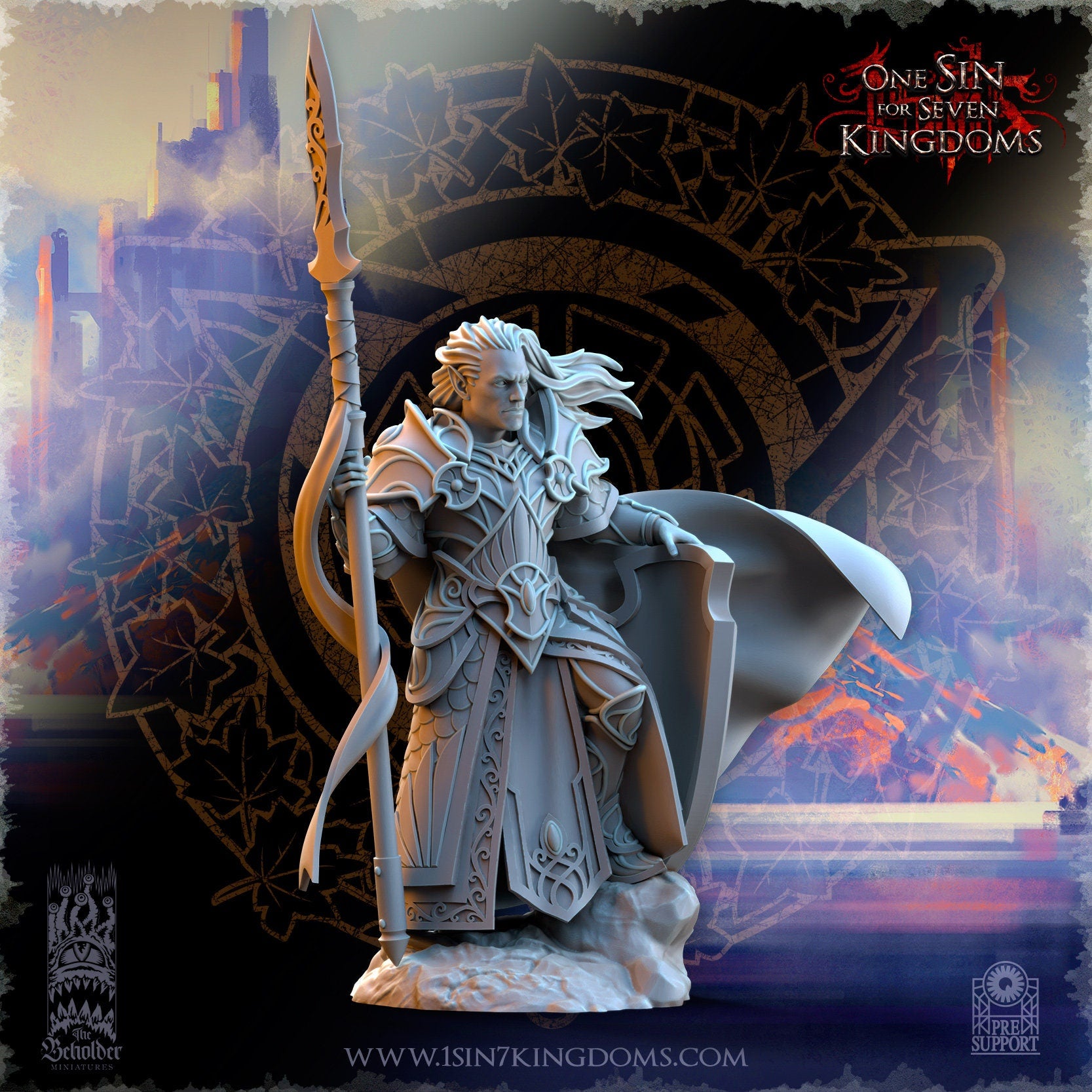 SilverMoor Elf Commander Polomhir | The Beholder Miniatures | Compatible with D&D/AoS | Fantasy | Tabletop RPG