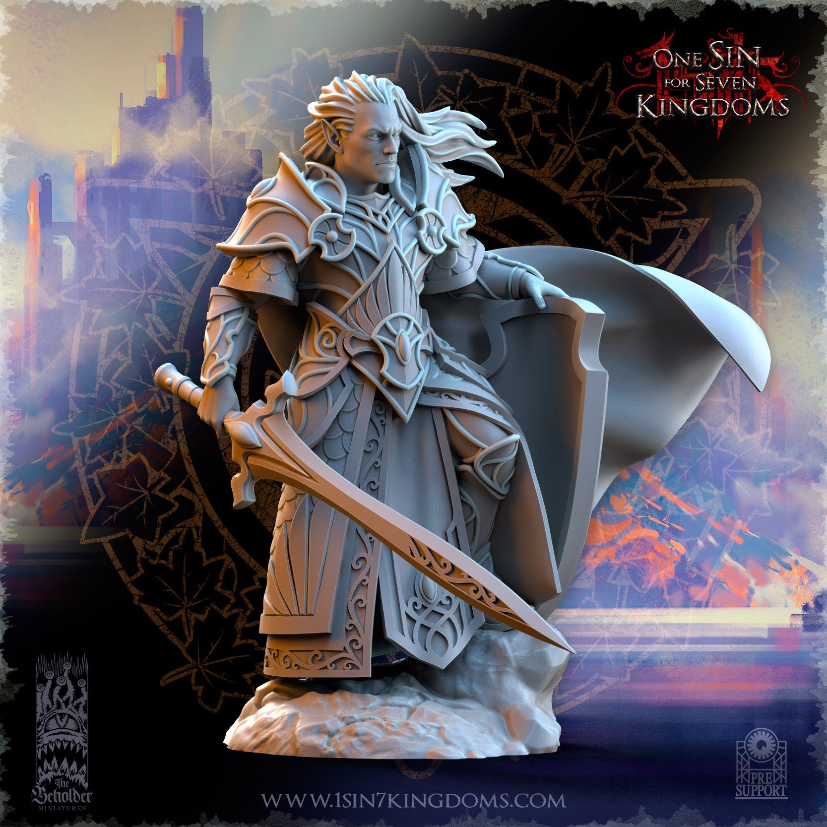 SilverMoor Elf Commander Polomhir | The Beholder Miniatures | Compatible with D&D/AoS | Fantasy | Tabletop RPG