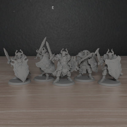 Realms of Mayhem Warriors with sword and shield | The Beholder Miniatures | Compatible with D&D/AoS | Fantasy | Tabletop RPG