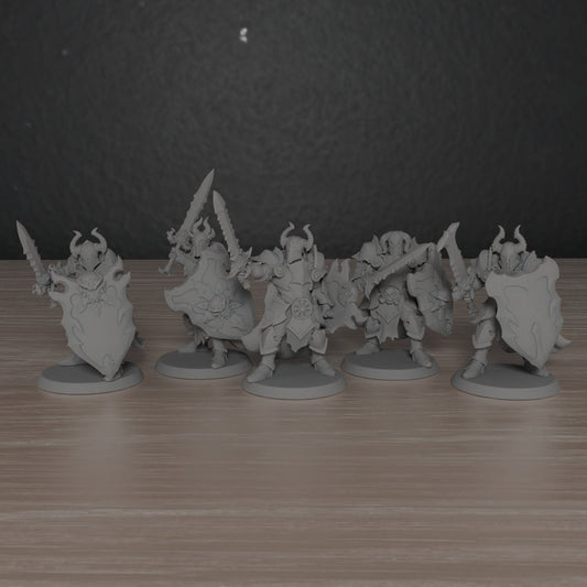 Realms of Mayhem Warriors with sword and shield | The Beholder Miniatures | Compatible with D&D/AoS | Fantasy | Tabletop RPG