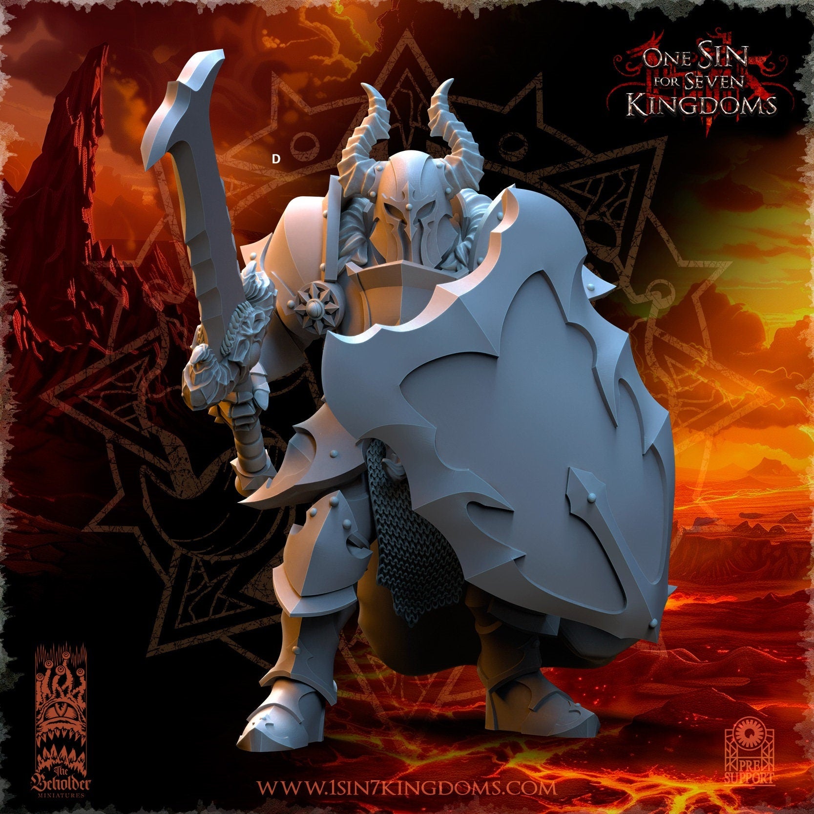 Realms of Mayhem Warriors with sword and shield | The Beholder Miniatures | Compatible with D&D/AoS | Fantasy | Tabletop RPG