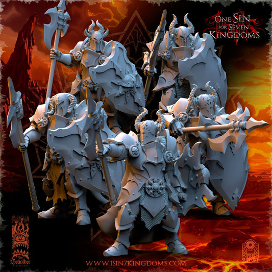 Realms of Mayhem Warriors with Halberd and shield | The Beholder Miniatures | Compatible with D&D/AoS | Fantasy | Tabletop RPG