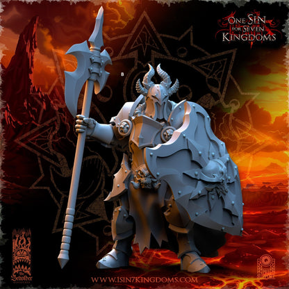 Realms of Mayhem Warriors with Halberd and shield | The Beholder Miniatures | Compatible with D&D/AoS | Fantasy | Tabletop RPG