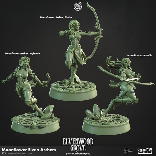 Moonflower Elven Archer | CastnPlay Miniatures | Compatible with D&D/AoS | Fantasy | Tabletop RPG
